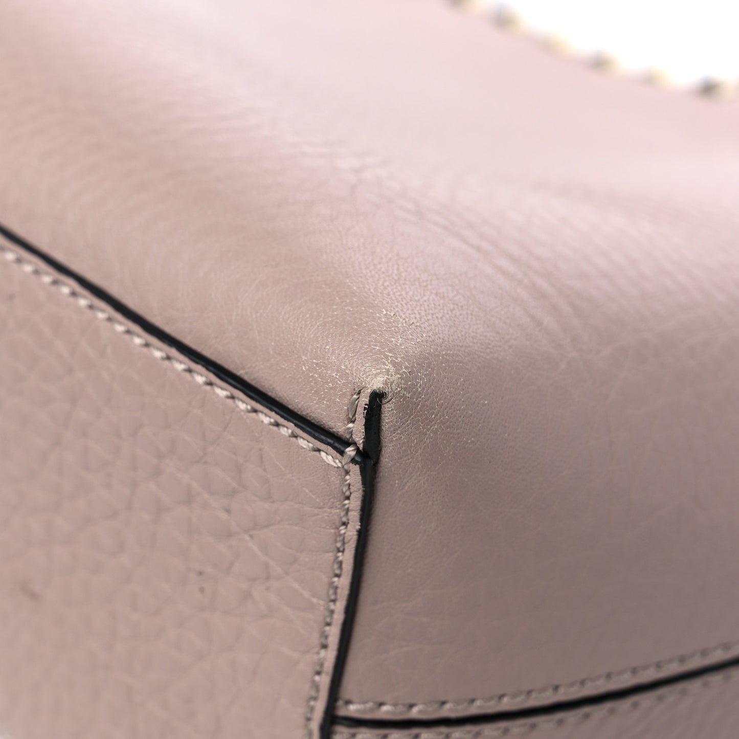 Grained Calfskin Small Rockstud Shoulder Tote Poudre