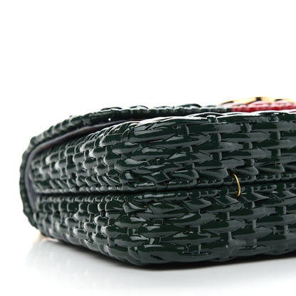 Gucci Glazed Wicker Stripe Small Cestino Shoulder Bag Green 8 of 9