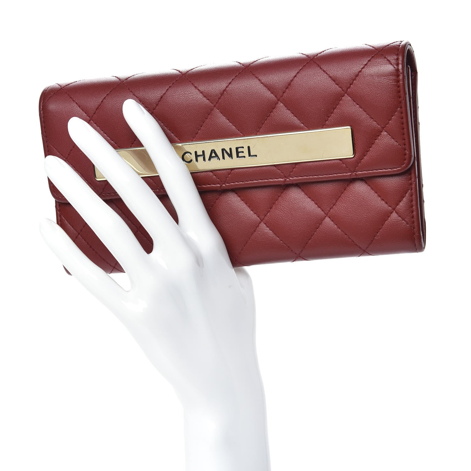 Chanel Lambskin Quilted Trendy CC Large Gusset Flap Wallet Dark Red 2 of 11