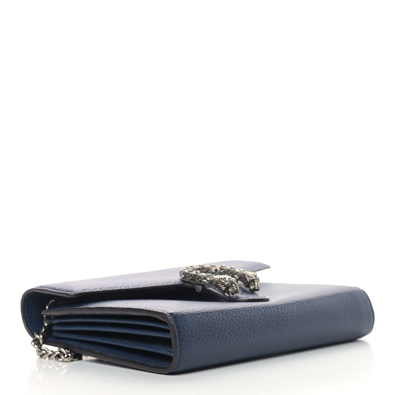 Gucci Dollar Calfskin Crystal Mini Dionysus Chain Wallet Blue Agata Black Diamond 4 of 9