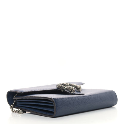 Gucci Dollar Calfskin Crystal Mini Dionysus Chain Wallet Blue Agata Black Diamond 4 of 9