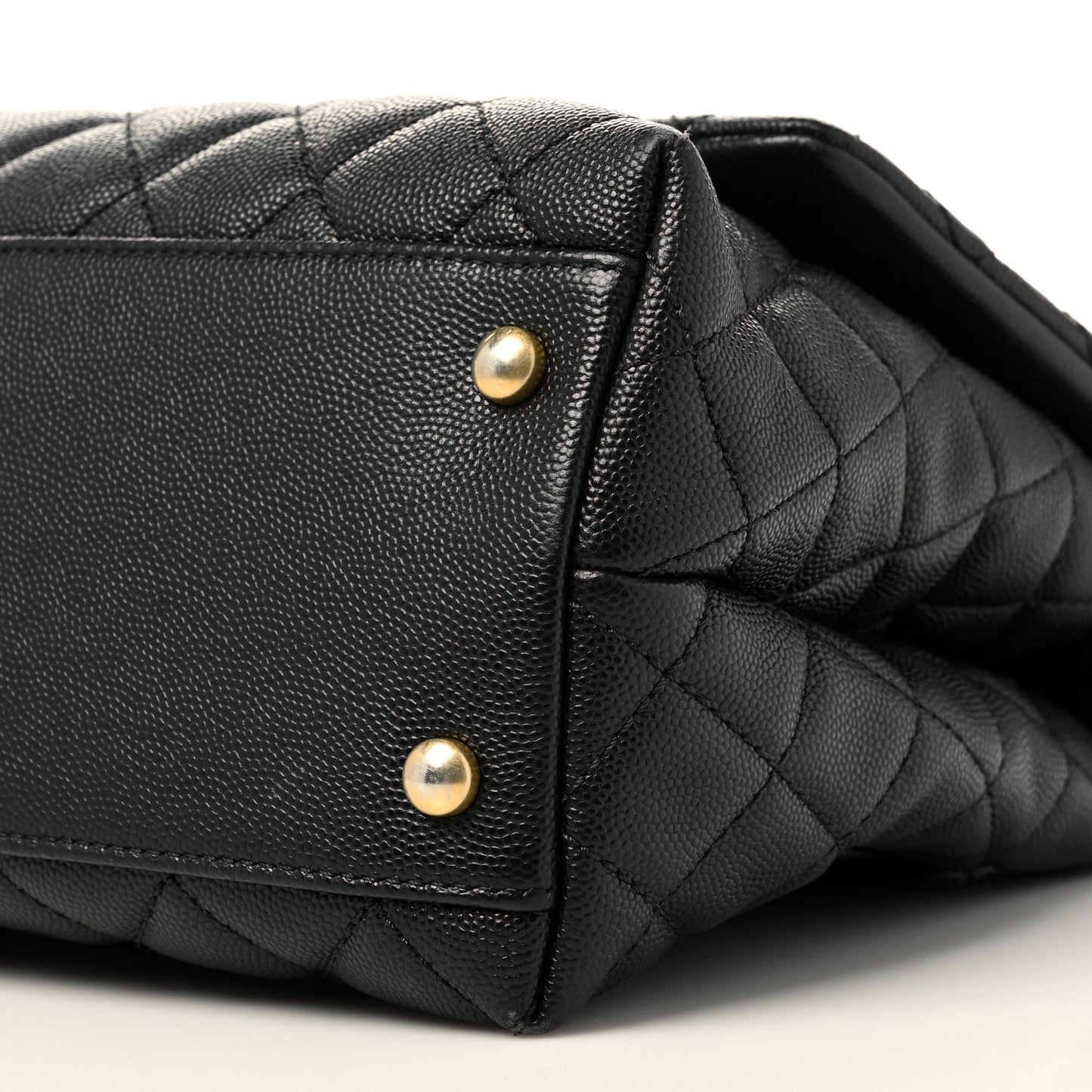 Caviar Lizard Embossed Quilted Small Coco Handle Flap Black