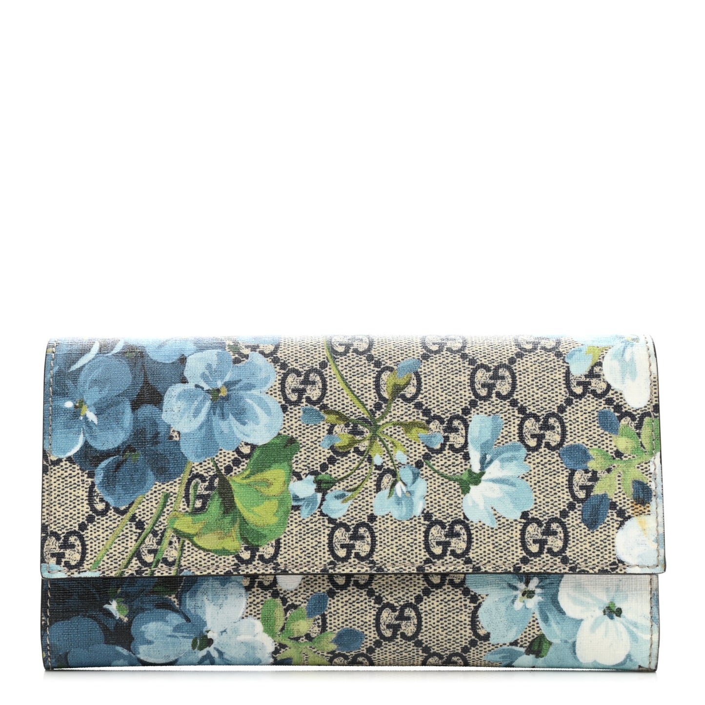 GG Supreme Monogram Blooms Continental Wallet Blue