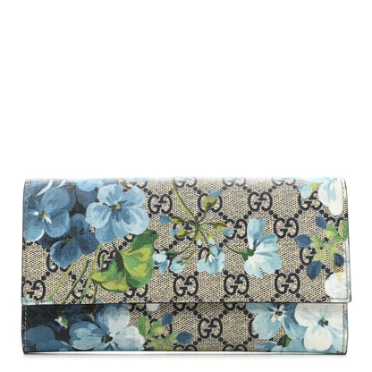 Gucci GG Supreme Monogram Blooms Continental Wallet Blue 1 of 8