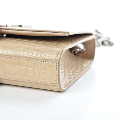 Saint Laurent Croc Calfskin Embossed Small Classic Monogram Kate Tassel Satchel Beige 11 of 11