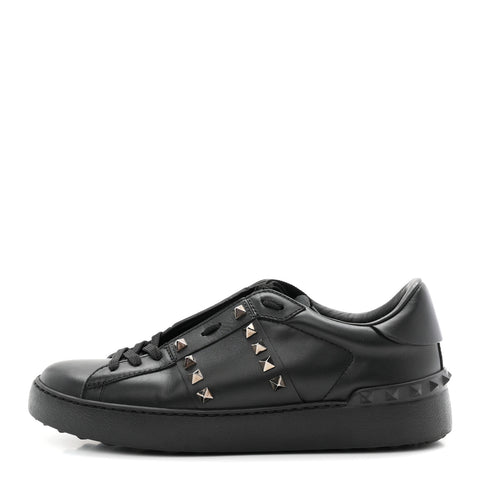 Calfskin Rockstud Untitled Open Sneakers 39 Black