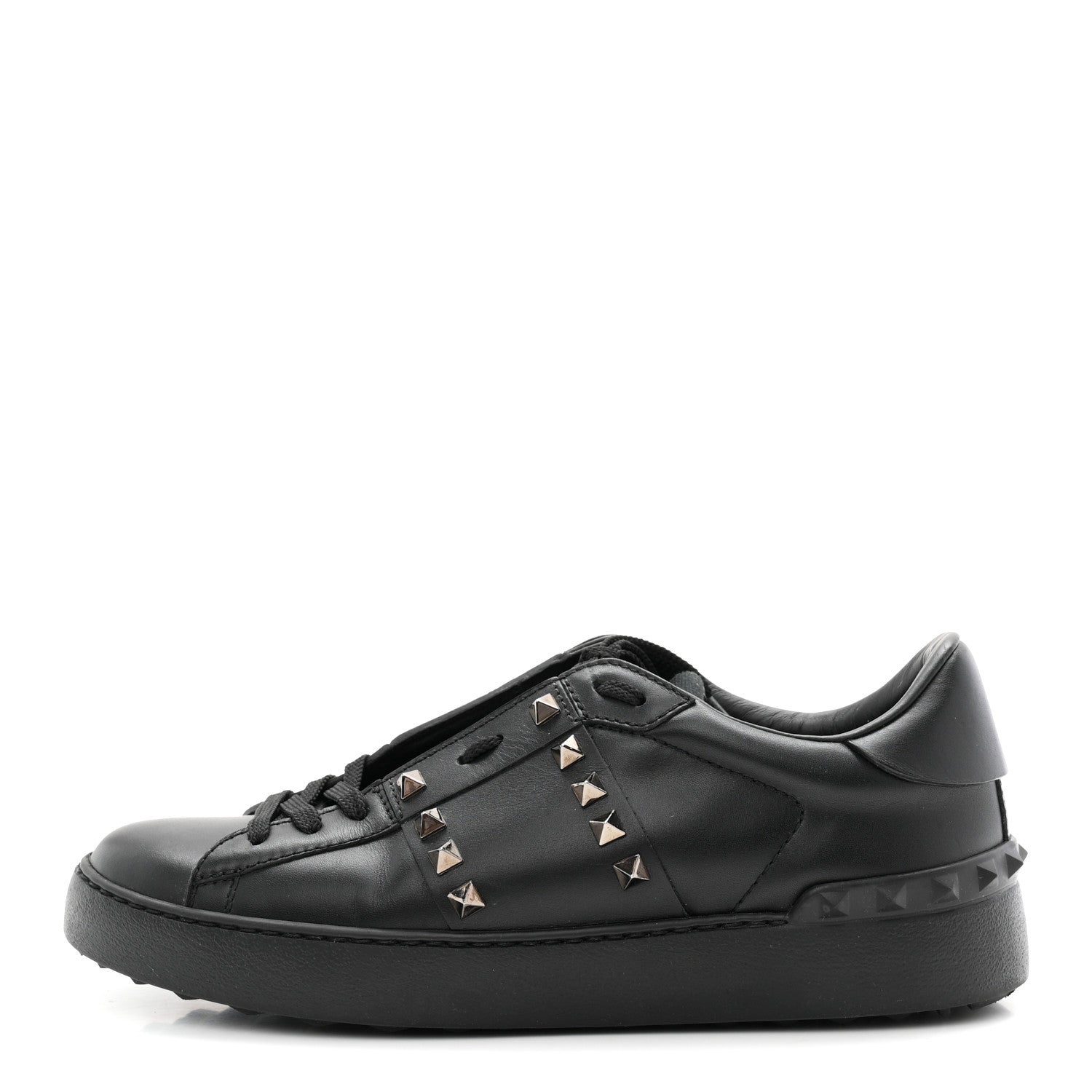 Valentino Garavani Calfskin Rockstud Untitled Open Sneakers 39 Black 1 of 10