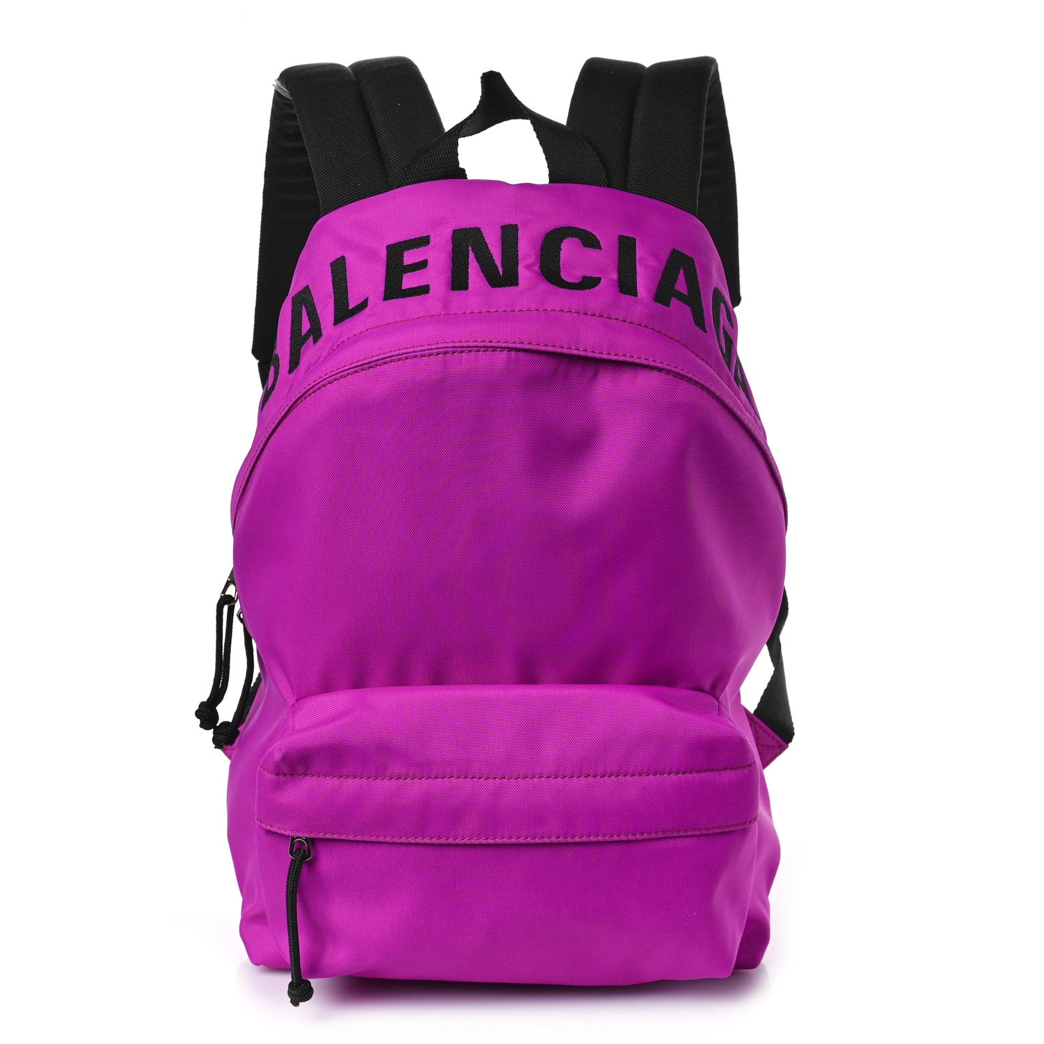 Balenciaga Sport Nylon Logo Embroidered S Wheel Backpack Fuchsia Black 1 of 8
