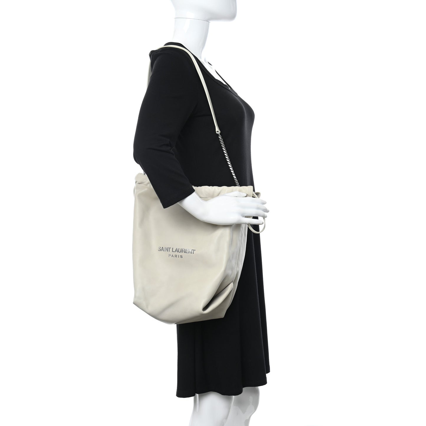 Lambskin Teddy Drawstring Bag Crema Soft