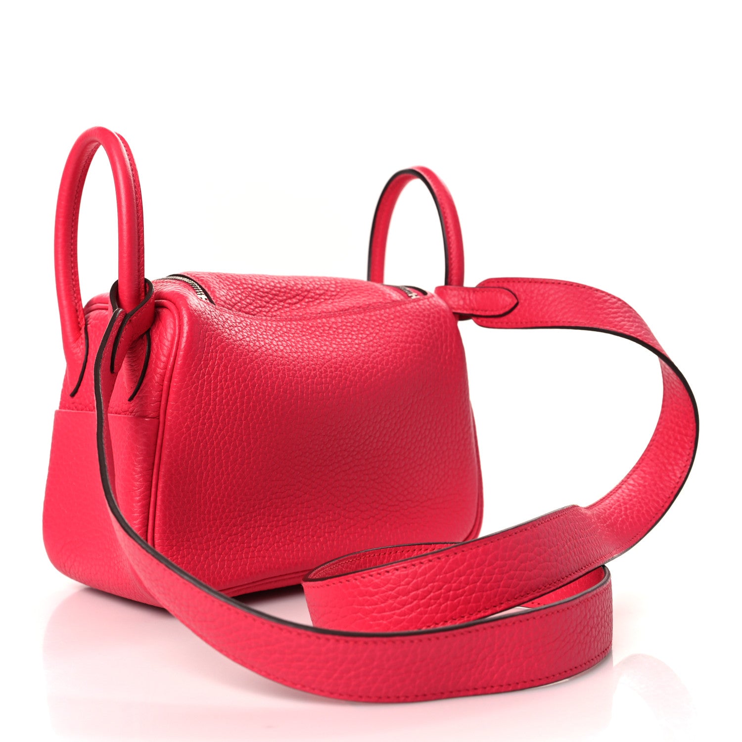 Hermes Taurillon Clemence Mini Lindy 20 Rose Extreme 3 of 10