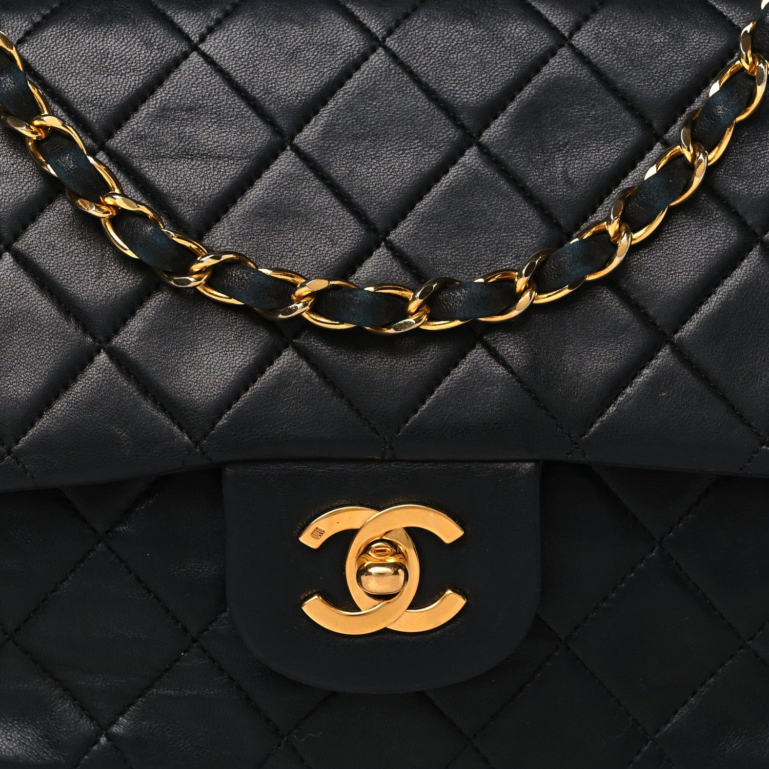 Chanel Lambskin Quilted Medium Double Flap Black 8 of 10