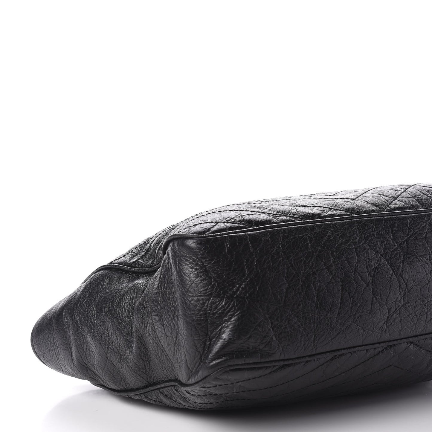 Crinkled Calfskin Matelasse Monogram Large Niki Shopping Tote Bag Black