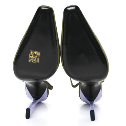 Saint Laurent Crepe De Chine Blade 105 Slingback Pumps 38.5 Lime 5 of 8