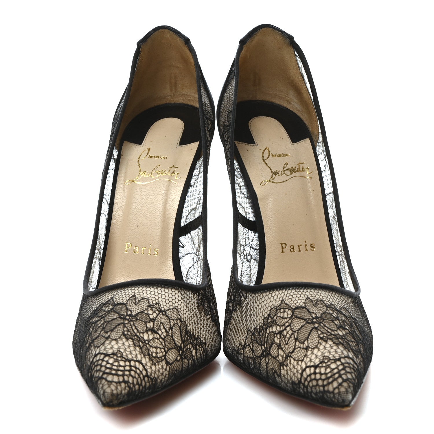 Christian Louboutin Dentelle Fleur Crepe Satin Pigalace 120 Pumps 38 Black 3 of 9