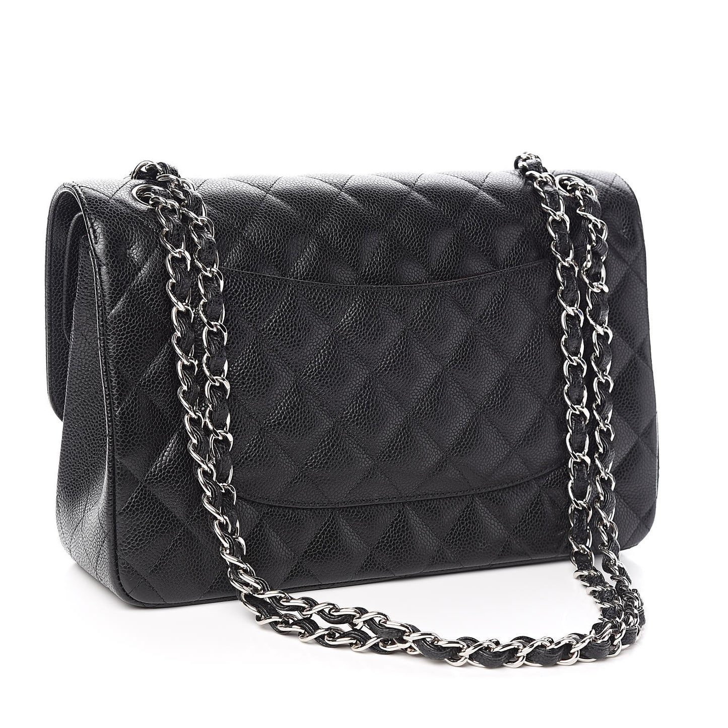 Caviar Quilted Jumbo Double Flap Black