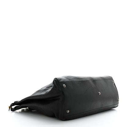 Fendi Goatskin Zucca Large Peekaboo Iconic Satchel Black Tobacco 4 of 11