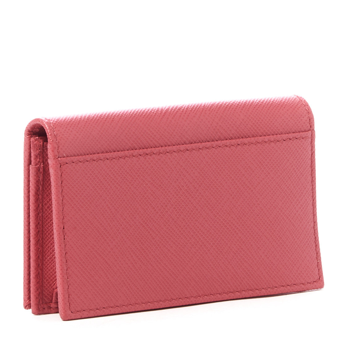 Saffiano Metal Bi-Fold Card Holder Wallet Peonia