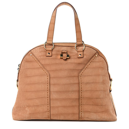 Saint Laurent Nubuck Crocodile Embossed Oversized Muse Brown 1 of 14
