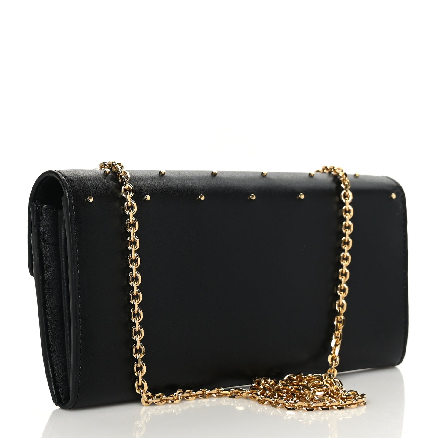 Vitello Liberty F is Fendi Studded Continental Envelope Wallet On Chain Black