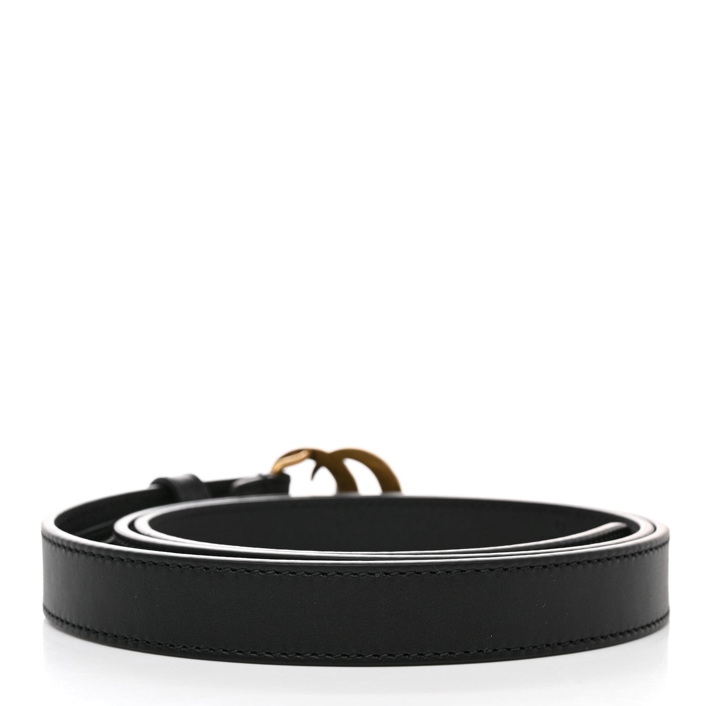 Calfskin Pearl Double G 20mm Belt 90 36 Black Cream
