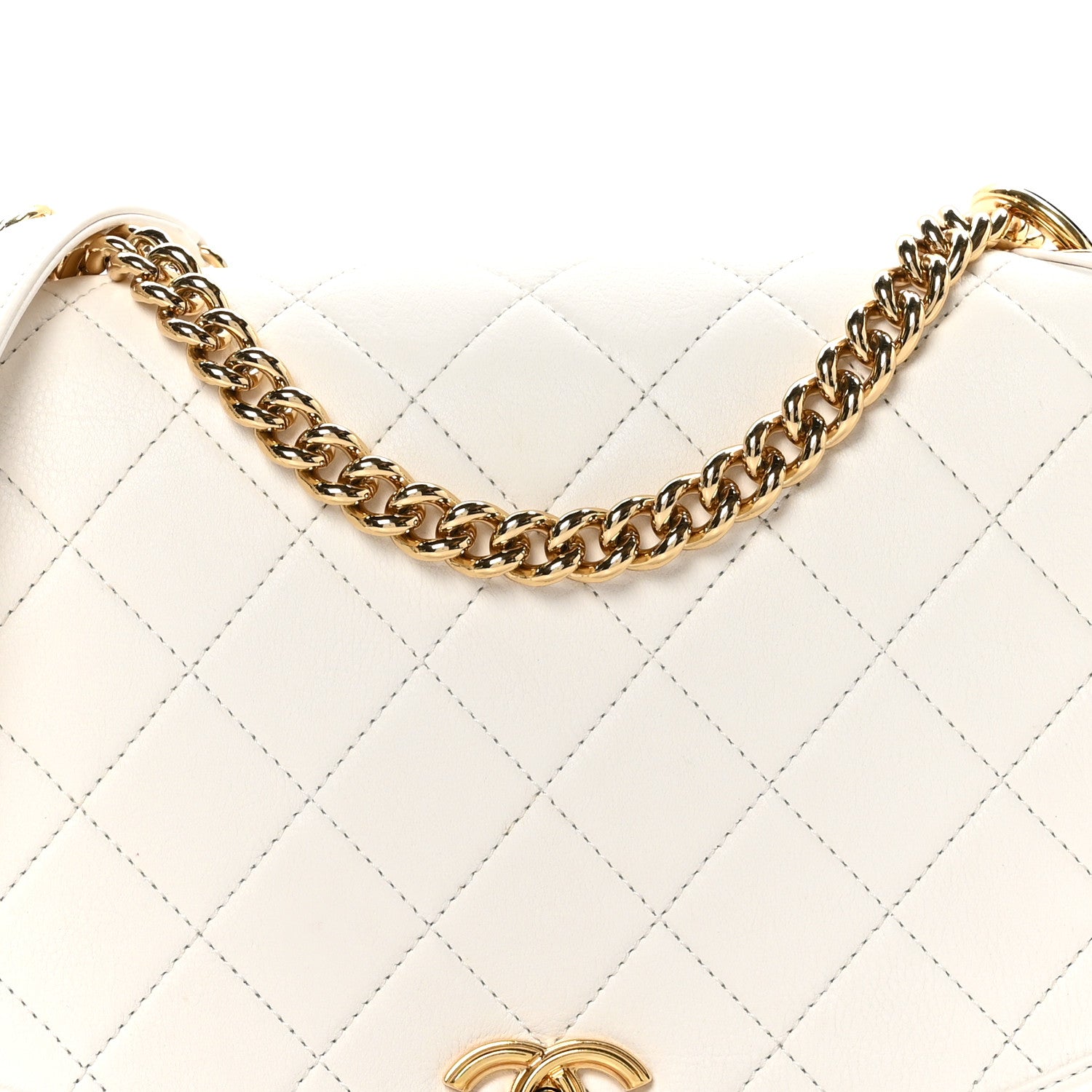 Chanel Calfskin Quilted Underline Flap White 8 of 10