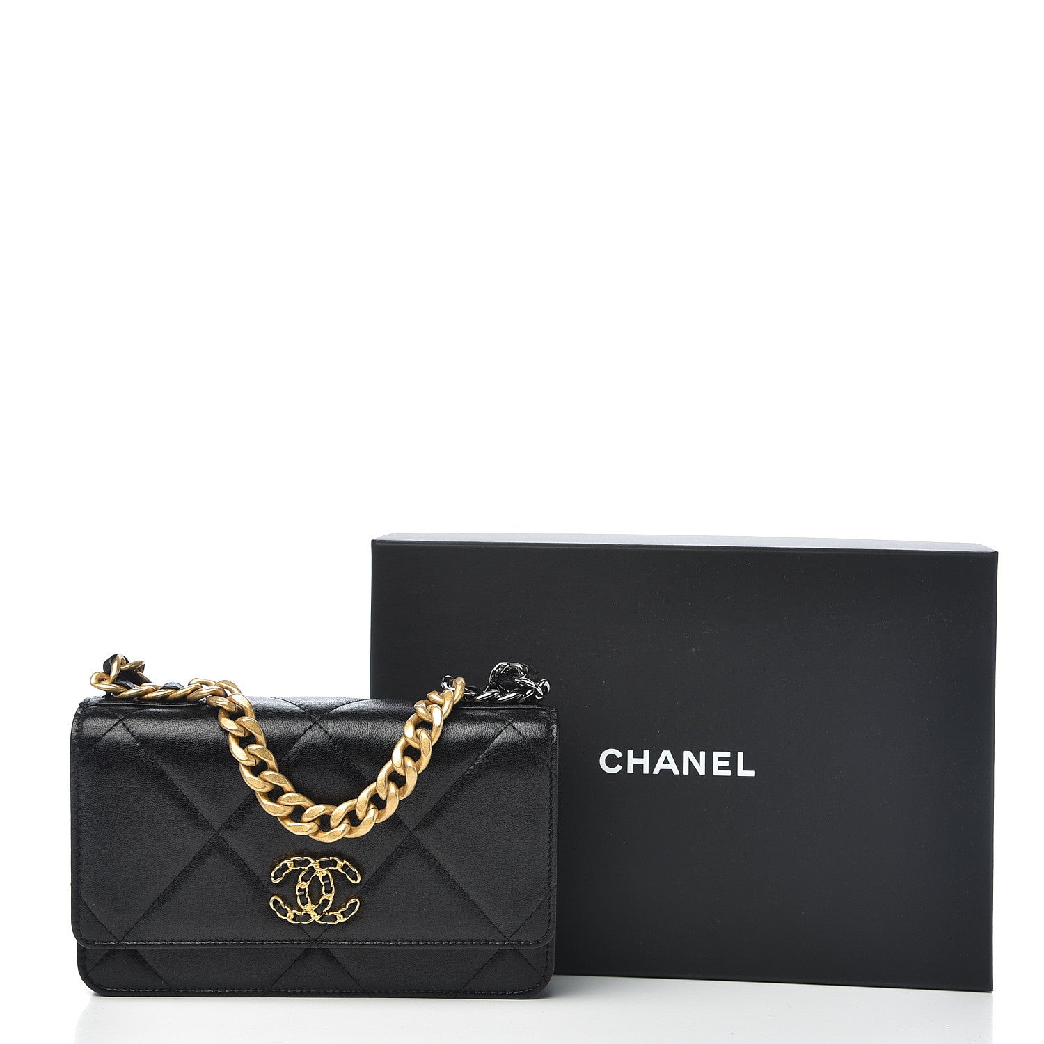 Chanel Goatskin Quilted 19 Wallet On Chain WOC Black 12 of 12