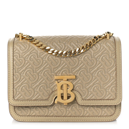 Burberry Calfskin Monogram Embossed Small TB Chain Bag Honey 1 of 8