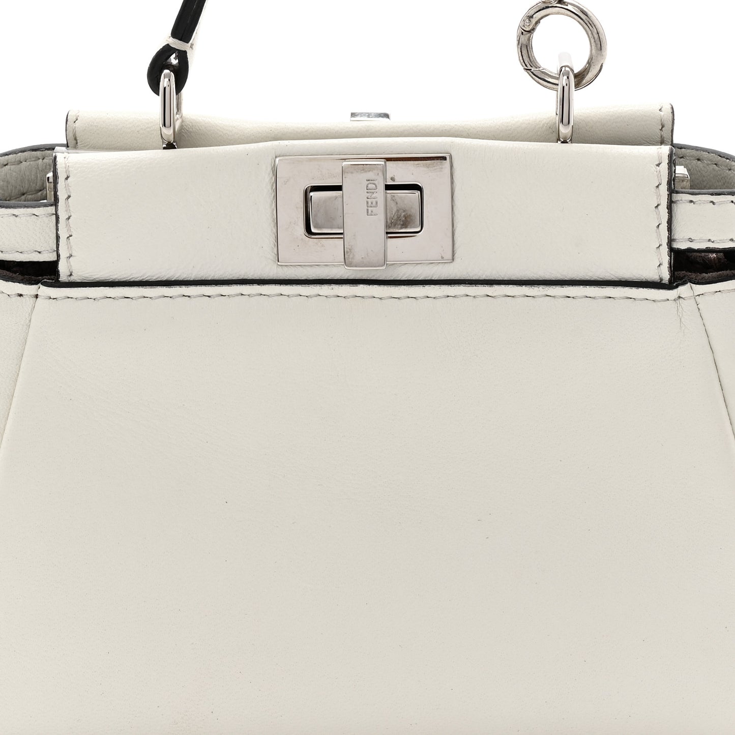 Shiny Nappa Micro Peekaboo Iconic Satchel White