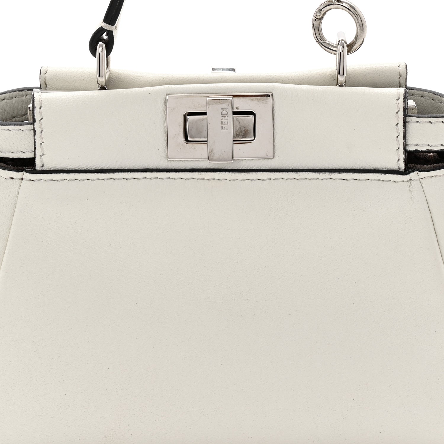 Fendi Shiny Nappa Micro Peekaboo Iconic Satchel White 8 of 11