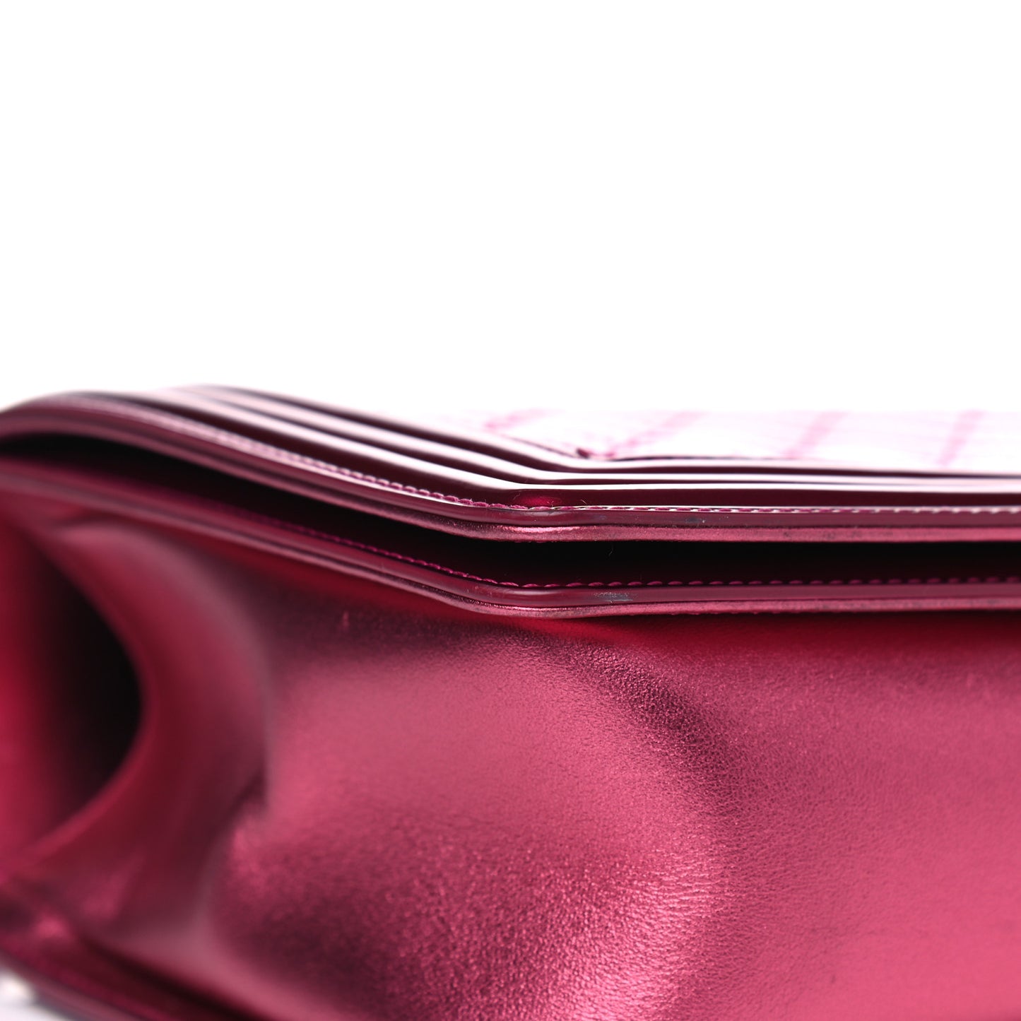 Metallic Patent Quilted New Medium Boy Flap Fuchsia