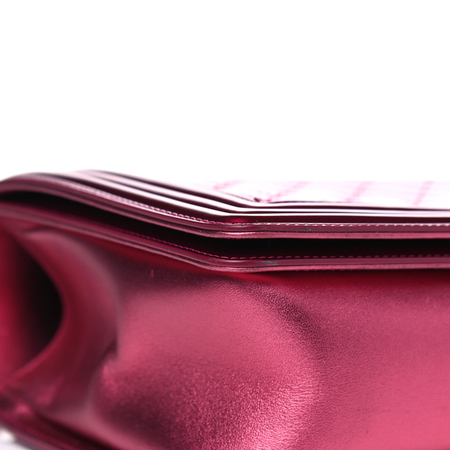 Chanel Metallic Patent Quilted New Medium Boy Flap Fuchsia 6 of 9