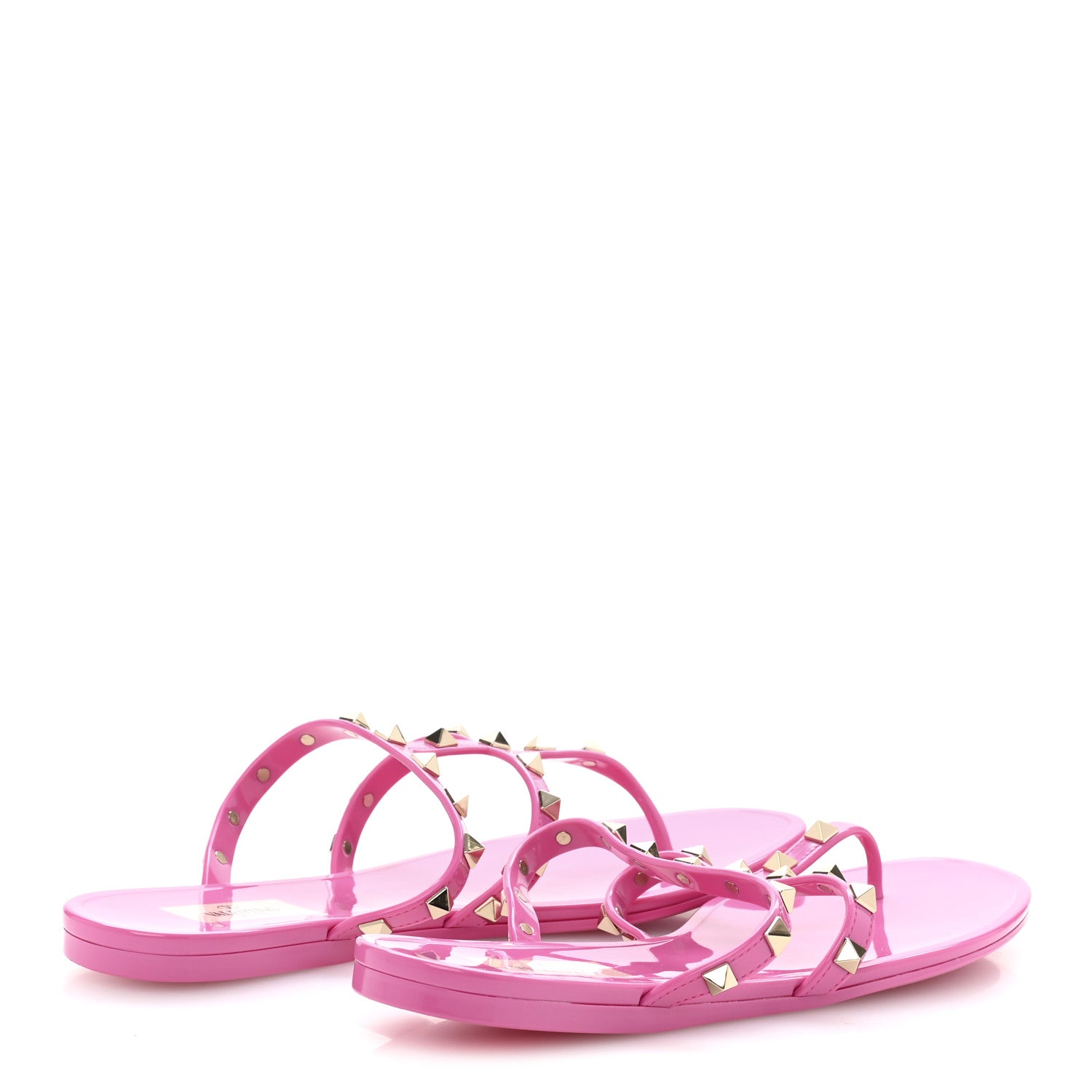 Valentino Garavani PVC Jelly Rockstud Caged Flat Thong Sandals 40 Dawn Pink 5 of 10