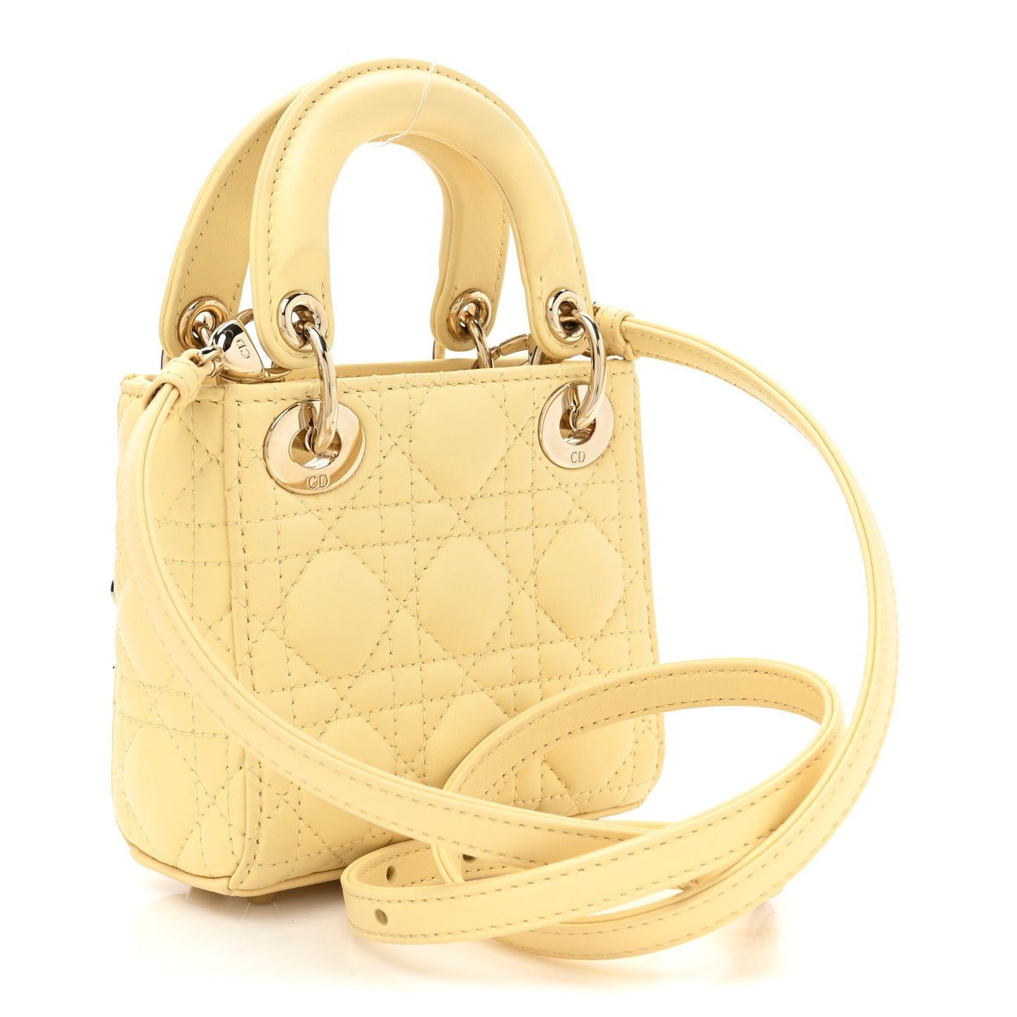 Lambskin Cannage Micro Lady Dior Soft Yellow