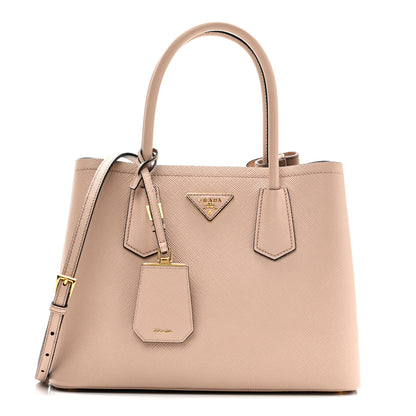 Prada Saffiano Cuir Small Double Bag Cammeo Black 1 of 9
