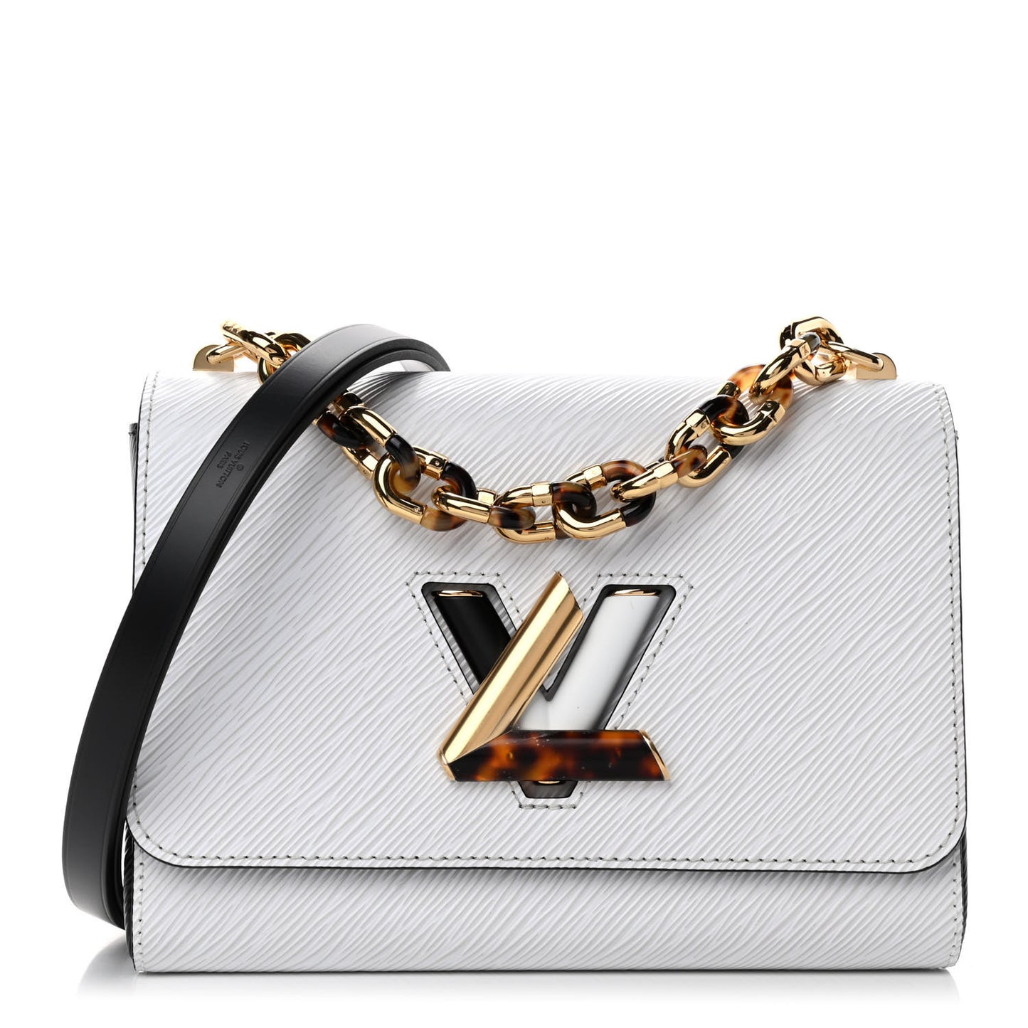 Epi Tortoiseshell Twist Shoulder Bag MM Black White
