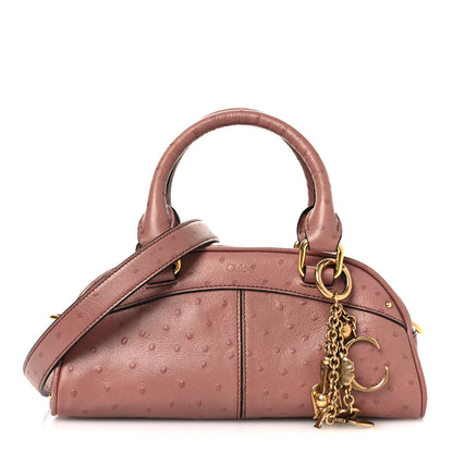 Chloe Buffalo Ostrich Effect Small Charms Bowling Bag Nougat 1 of 10
