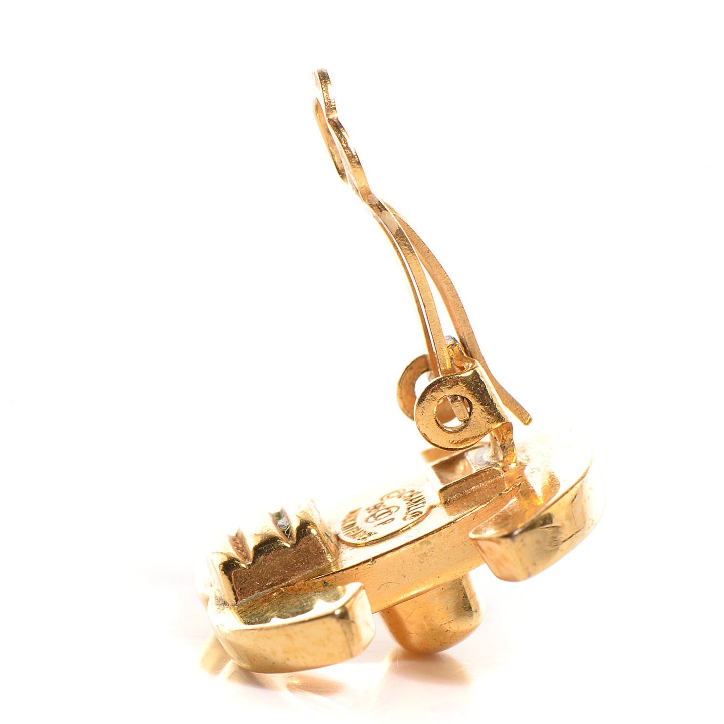 Metal CC Turnlock Clip On Earrings Gold