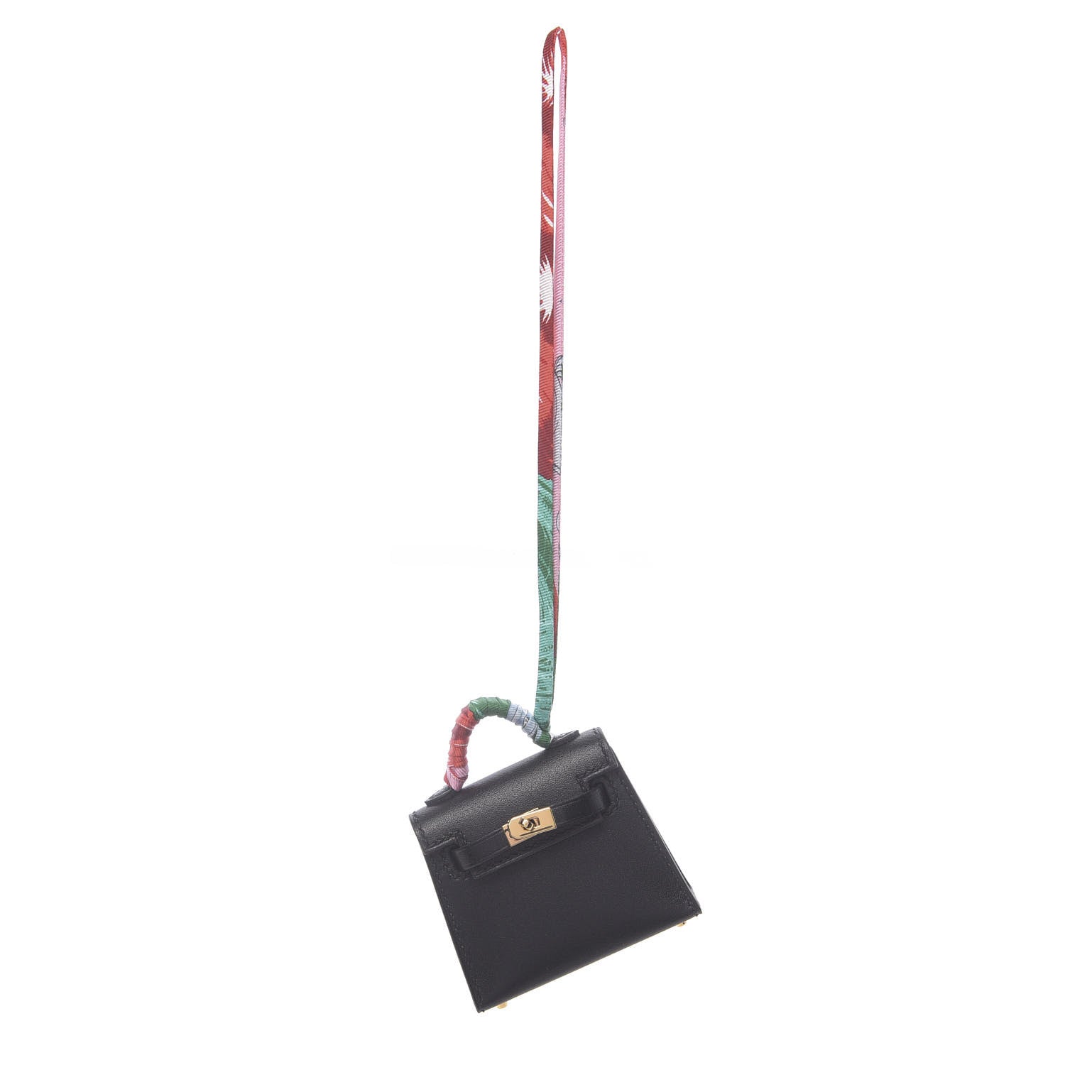 Hermes Tadelakt Mini Kelly Twilly Bag Charm Black 1 of 6