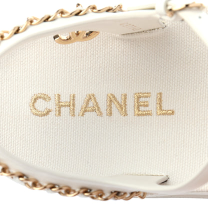 Chanel Calfskin Chain Platform Sandals 41 White 6 of 8