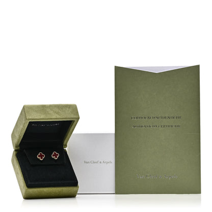 Van Cleef & Arpels 18K Rose Gold Carnelian Sweet Alhambra Earrings 5 of 5