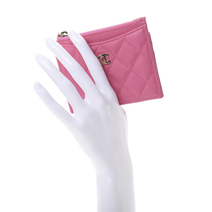 Chanel Caviar Quilted CC Zip Card Holder Pink 2 of 10
