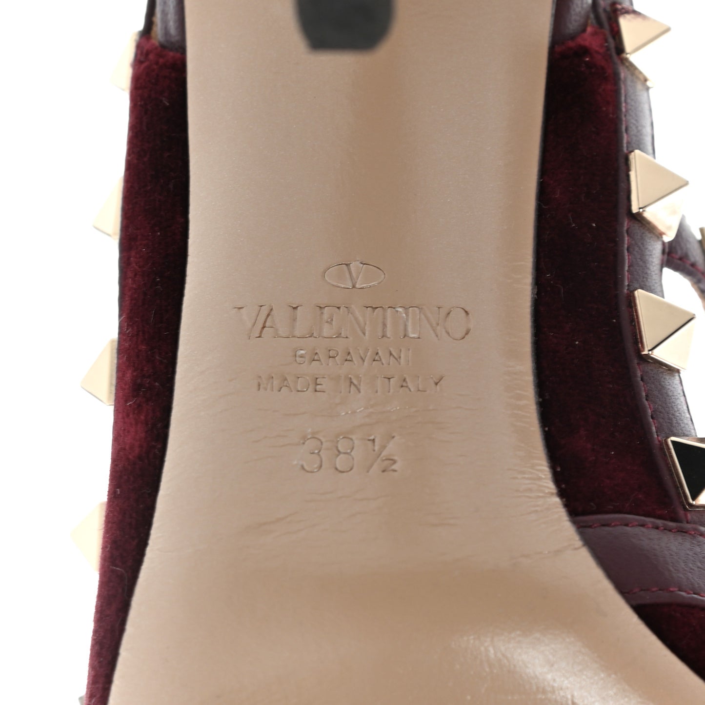 Velvet Rockstud Ankle Strap 100mm Pumps 38.5 Rubin
