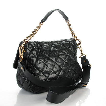 Chanel Crumpled Grained Calfskin Medium Coco Pleats Messenger Flap Black 3 of 9