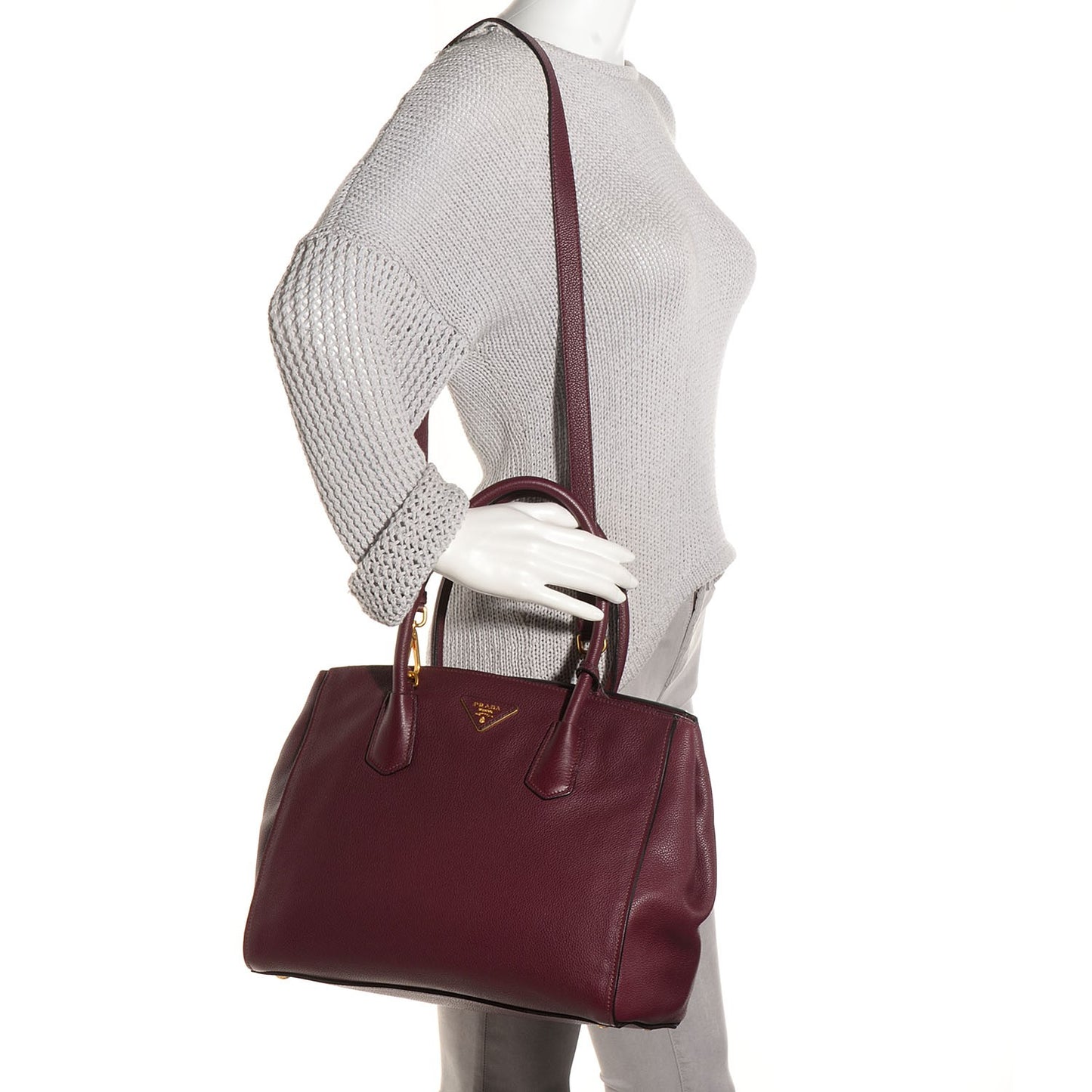 Vitello Daino Shopping Tote Amaranto