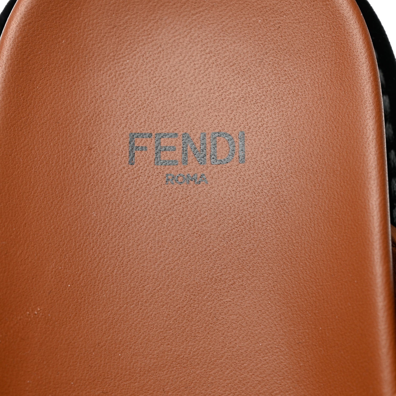Fendi Calfskin FF Embossed Pearland Slide Sandals 38.5 Tobacco Moro 6 of 9