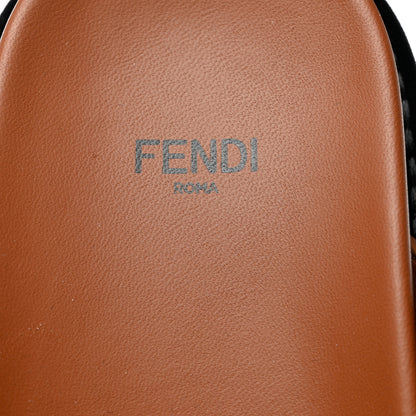 Fendi Calfskin FF Embossed Pearland Slide Sandals 38.5 Tobacco Moro 6 of 9