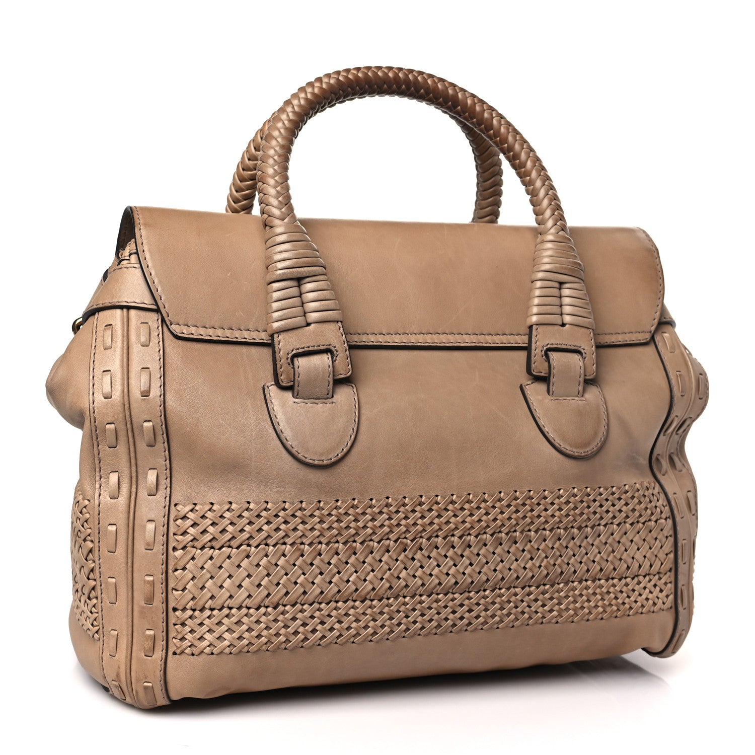 Gucci Calfskin Handmade Large Top Handle Bag Taupe 3 of 10