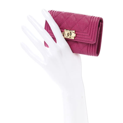 Chanel Caviar Quilted Boy Flap Card Holder Fuchsia 2 of 8