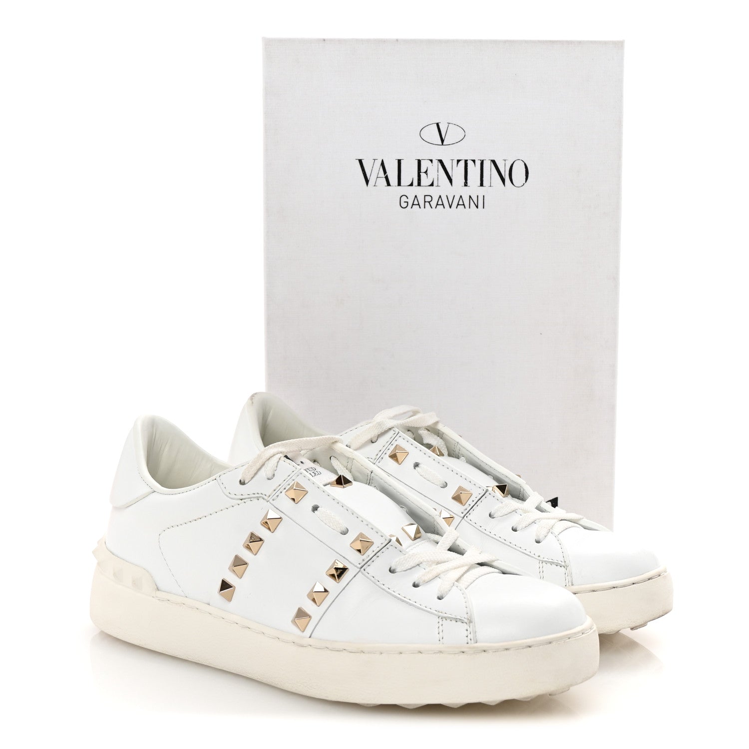 Valentino Garavani Calfskin Rockstud Untitled Open Sneakers 38 White 10 of 10