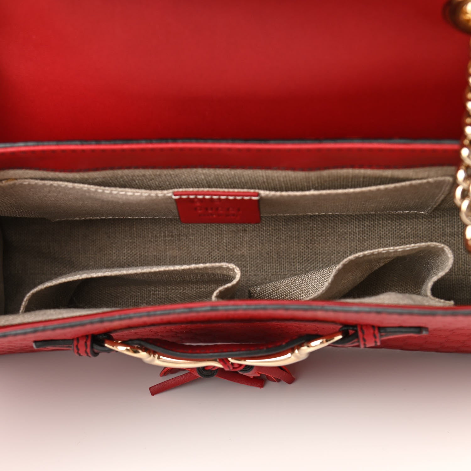Gucci Microguccissima Medium Emily Chain Shoulder Bag Red 5 of 10